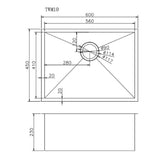 600x450x230mm Gunmetal Stainless Steel PVD Single Bowl Kitchen Sink