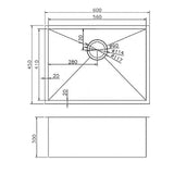 600x450x300mm Brushed Brass Stainless Steel PVD Single Bowl Kitchen Sink