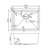 586x450x230mm Chrome Stainless Steel Single Bowl Kitchen Sink
