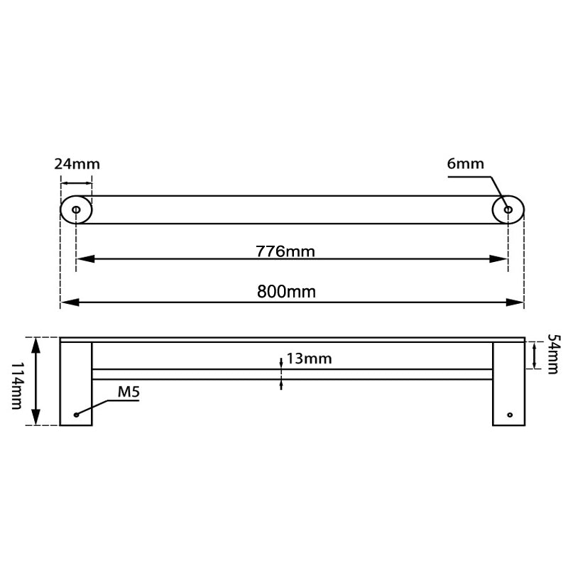 800mm Black & Rose Gold Double Towel Rail