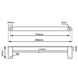 800mm Black & Rose Gold Double Towel Rail