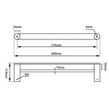 600mm Black & Rose Gold Double Towel Rail