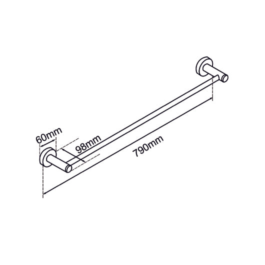 LUCID PIN - 800mm Black Cuttable Single Towel Rail