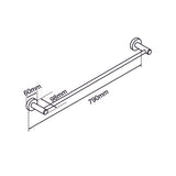 LUCID PIN - 800mm Black Cuttable Single Towel Rail