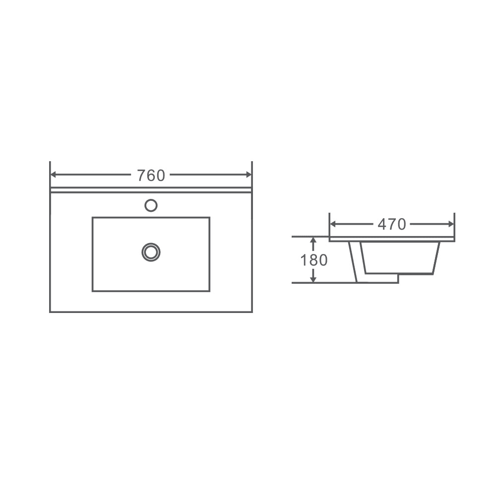 750mm Wall-Hung Vanity - Black Oak