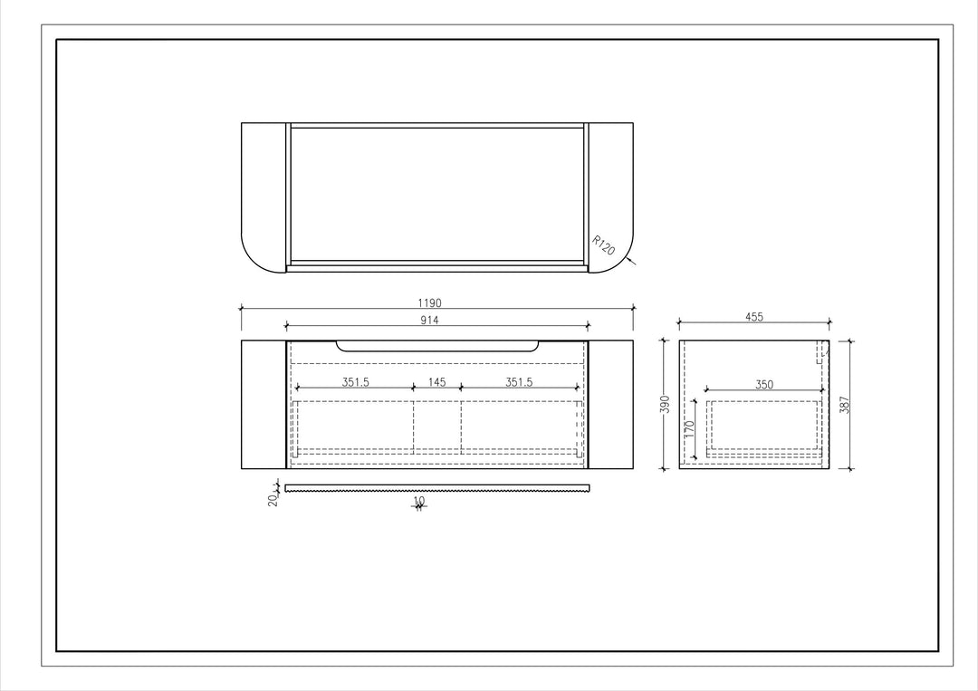 1200mm Wall-Hung Cabinet - Bur Oak