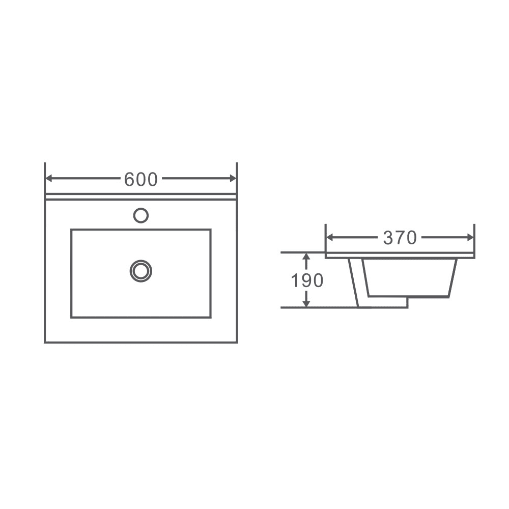 600mm PVC Slim Freestanding Vanity
