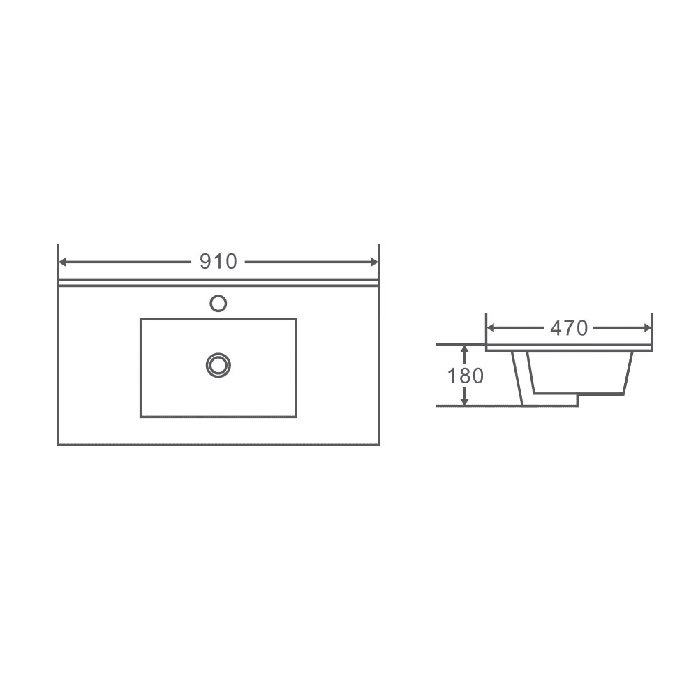 900mm Wall-Hung Vanity - Black Oak