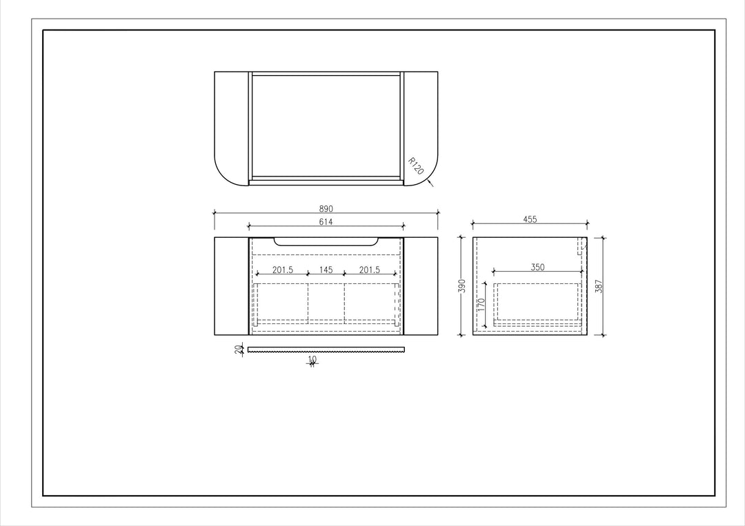 900mm Wall-Hung Cabinet - Matt Black