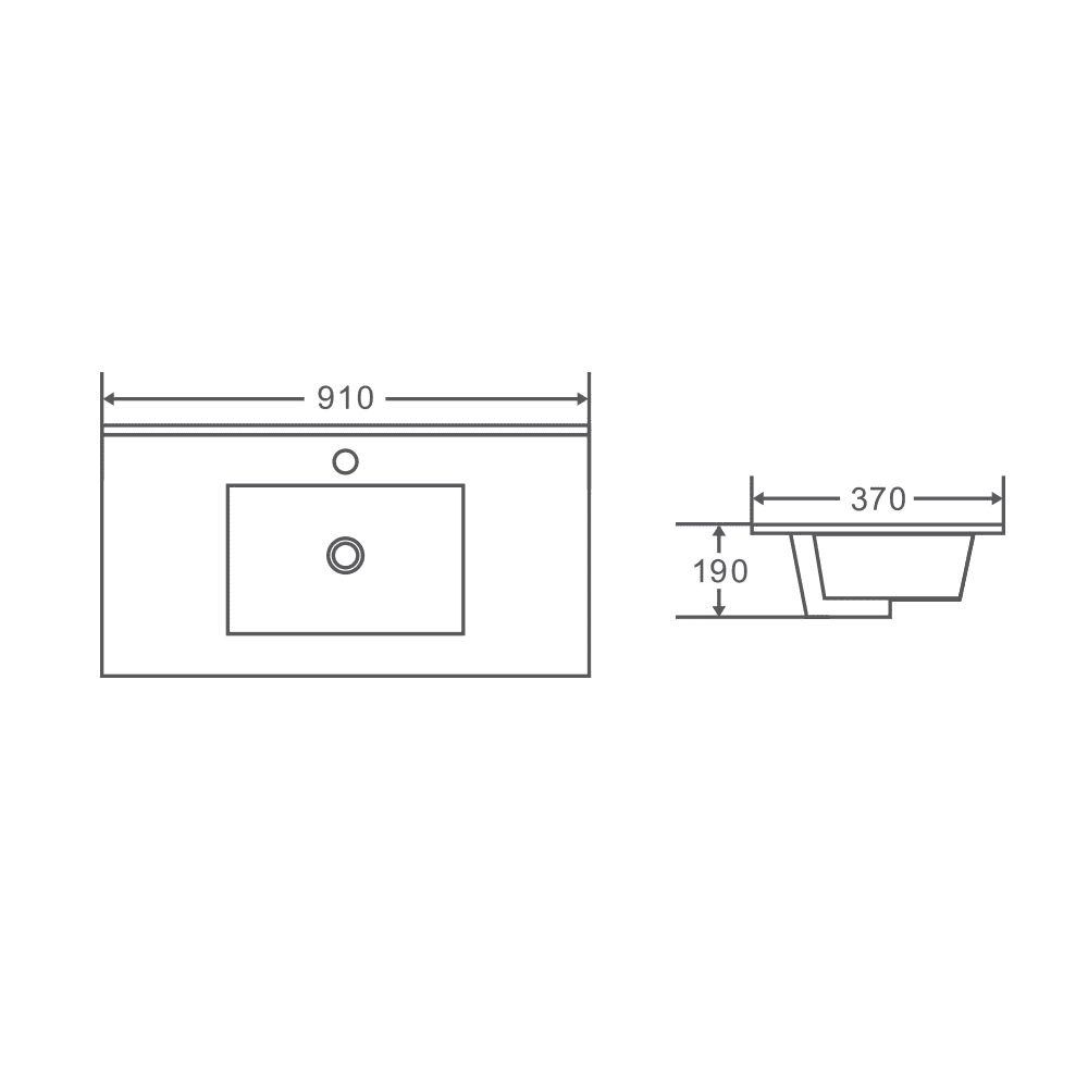 900mm PVC Slim Freestanding Vanity (LHD)