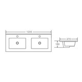 1200mm Wall-Hung Vanity - Black Oak