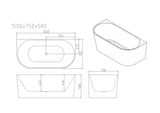 Musen Ultra-Thin Back-to-Wall Bathtub - Gloss White