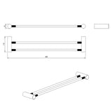 CADDENCE - 600mm Brushed Gunmetal Double Towel Rail