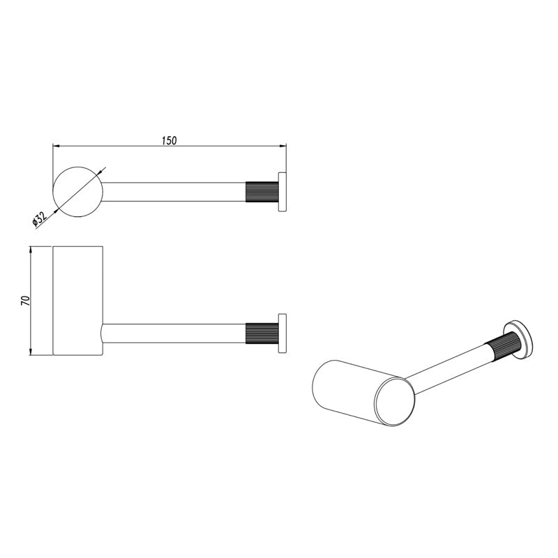 CADDENCE - Brushed Brass Single Toilet Paper Holder