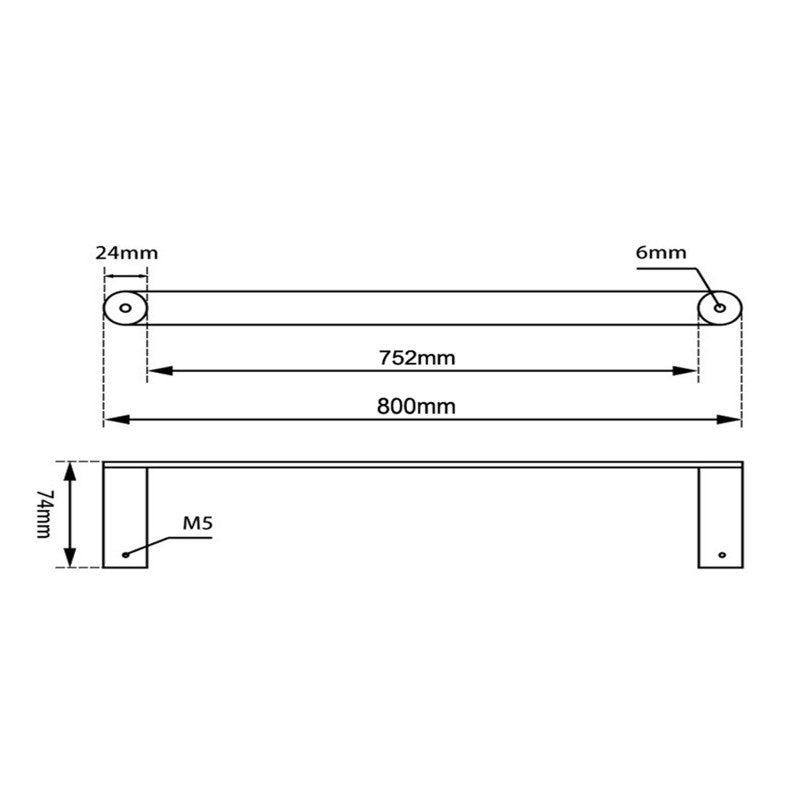 RUSHY - 800mm Chrome Single Towel Rail