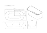 Musen Ultra-Thin Back-to-Wall Bathtub - Gloss White