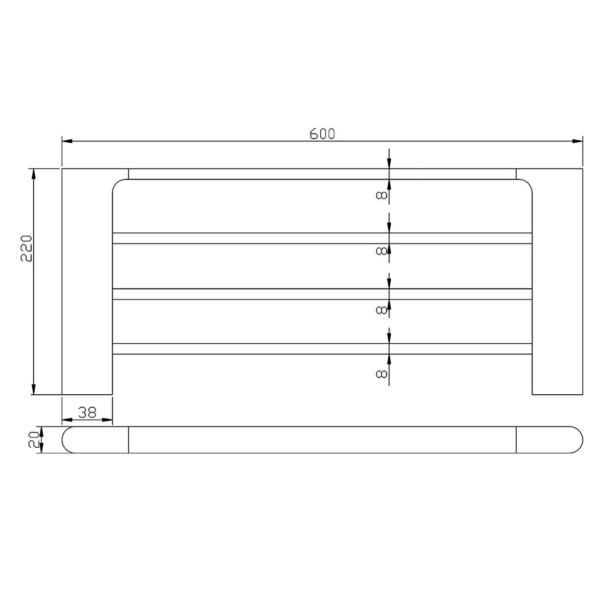 VOG - 600mm Chrome Towel Rack