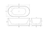 Ceto Ally Groove Freestanding Acrylic Bathtub Modern 1500mm AGV1500GW