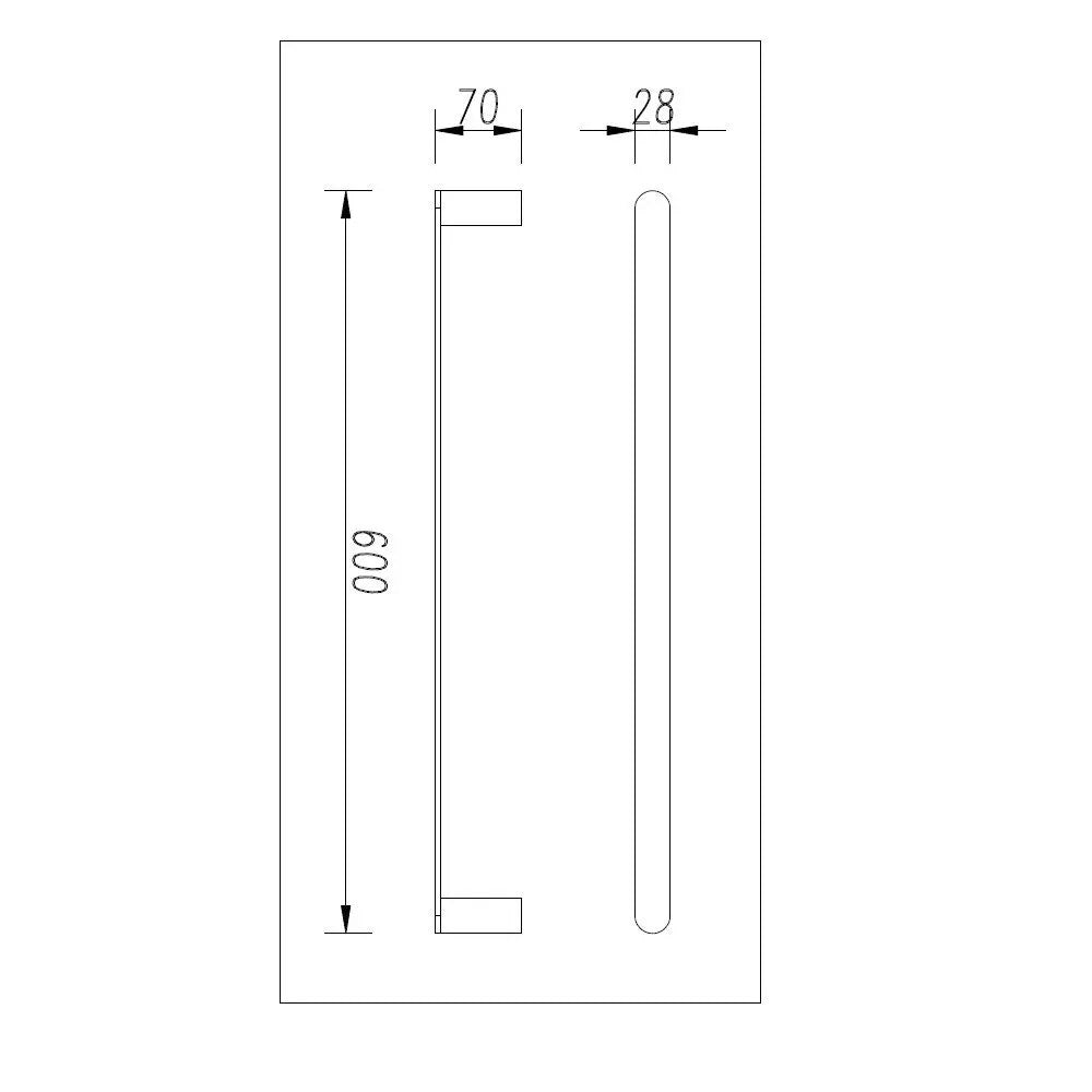 Bellino Chrome & Matte Black 600mm Single Towel Rail
