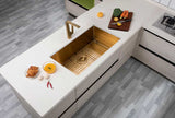 762x457x254mm Brushed Brass Stainless Steel PVD Single Bowl Kitchen Sink