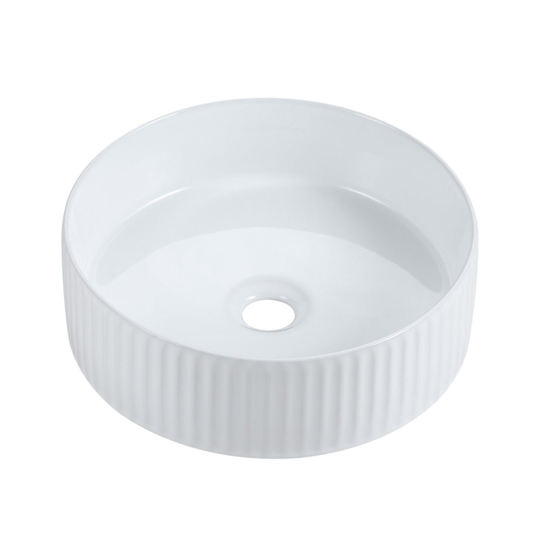 Cora 36 Counter-Top Fluted Round Basin- Matt White