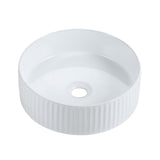 Cora 36 Counter-Top Fluted Round Basin- Matt White