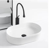 Cora 58 Counter-Top Fluted Oval Basin - Matt White
