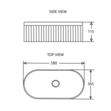 Cora 58 Counter-Top Fluted Oval Basin - Matt Black