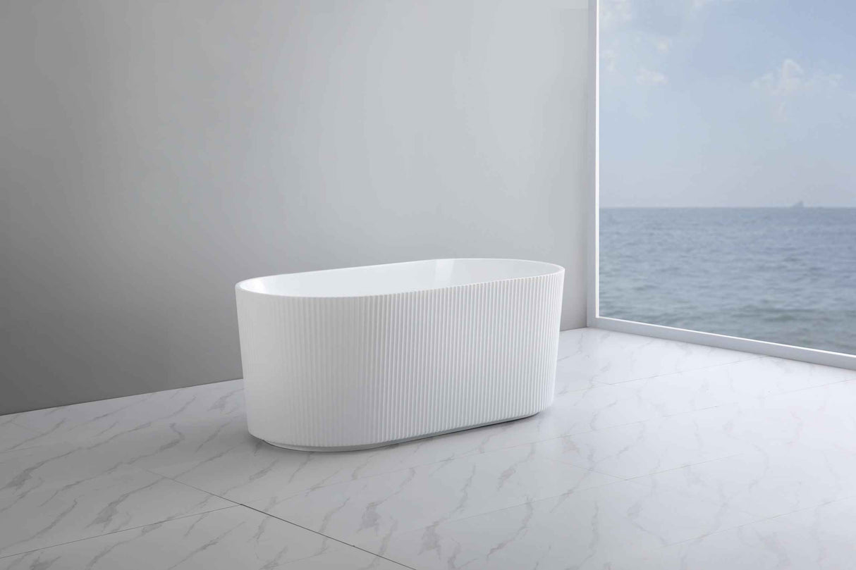 Ceto Ally Groove Freestanding Acrylic Bathtub Modern 1500mm AGV1500GW