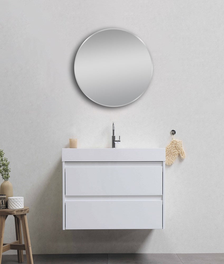 600mm Matte Brushed Nickel Framed Mirror
