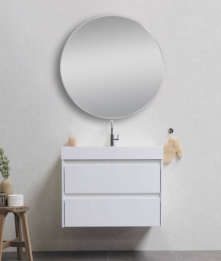 800mm Matte Brushed Nickel Framed Mirror
