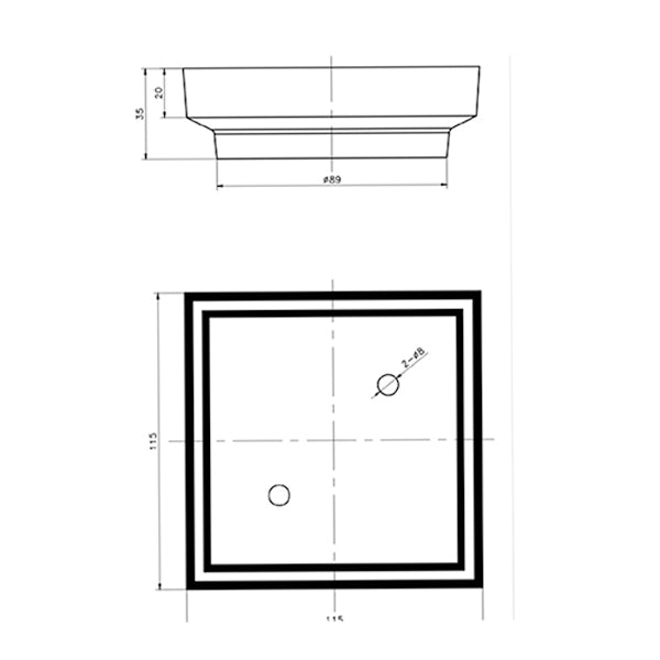 115x115x35mm Brushed Nickel Tile Insert Drain