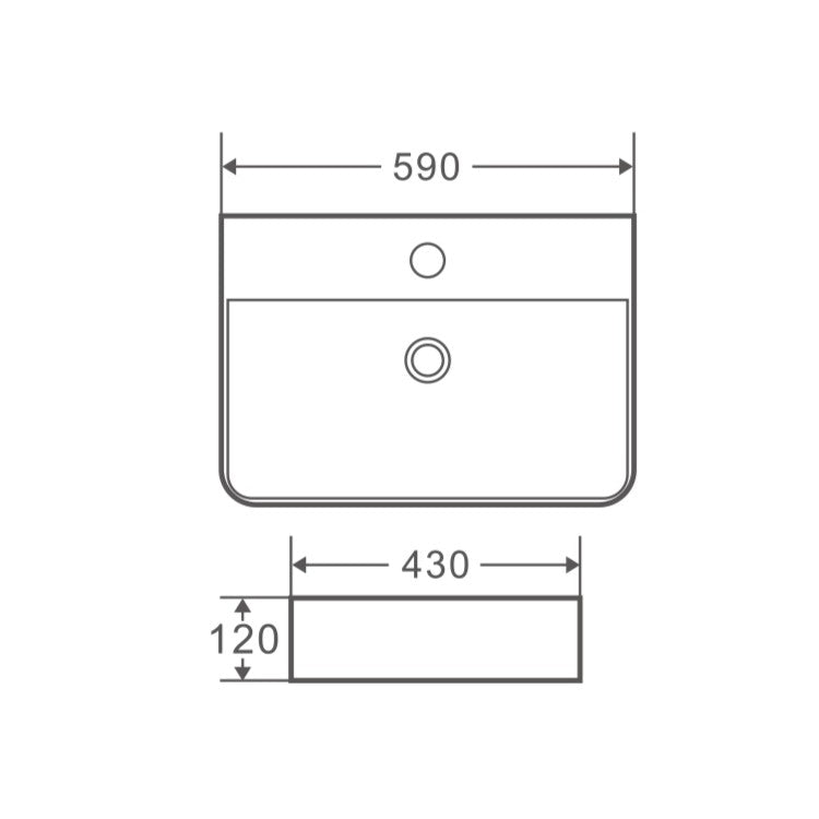 Marsay 73 Wall-Hung Rectangular Basin - Matt Black