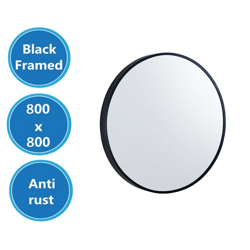 800x800x40mm Black Framed Mirror