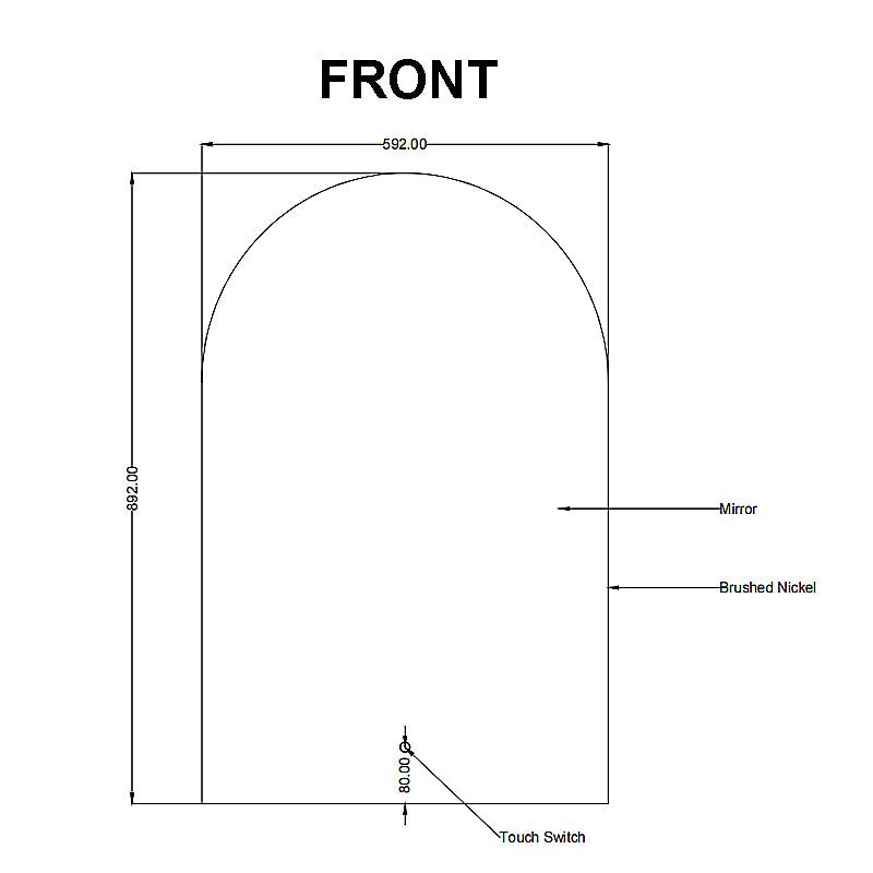 600x900mm Brushed Nickel Framed LED Mirror