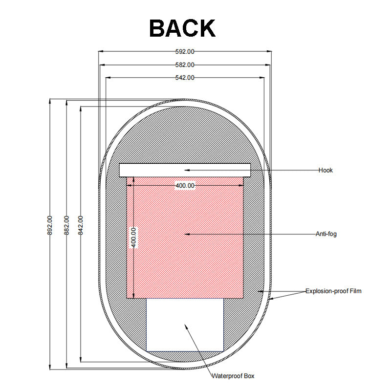 600x900mm Black Framed LED Mirror