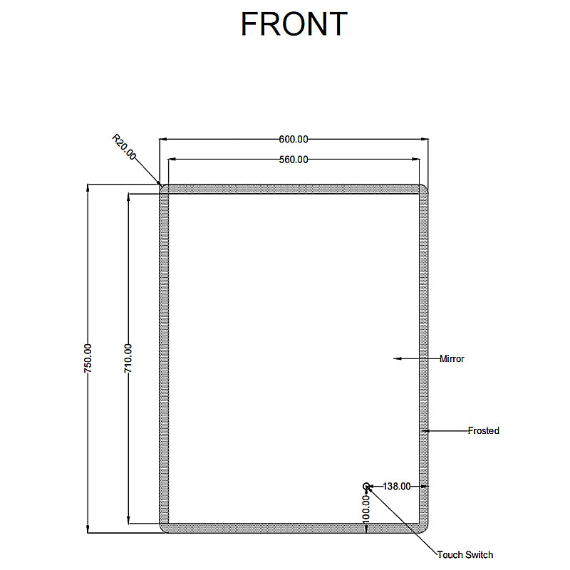 600x750mm LED Mirror