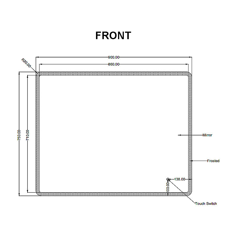 900x750mm LED Mirror