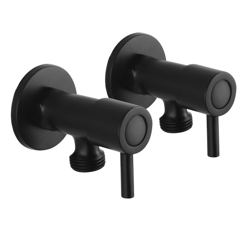 Bathroom Round Black 1/4 Turn Washing Machine Stop Tap(One Piece)