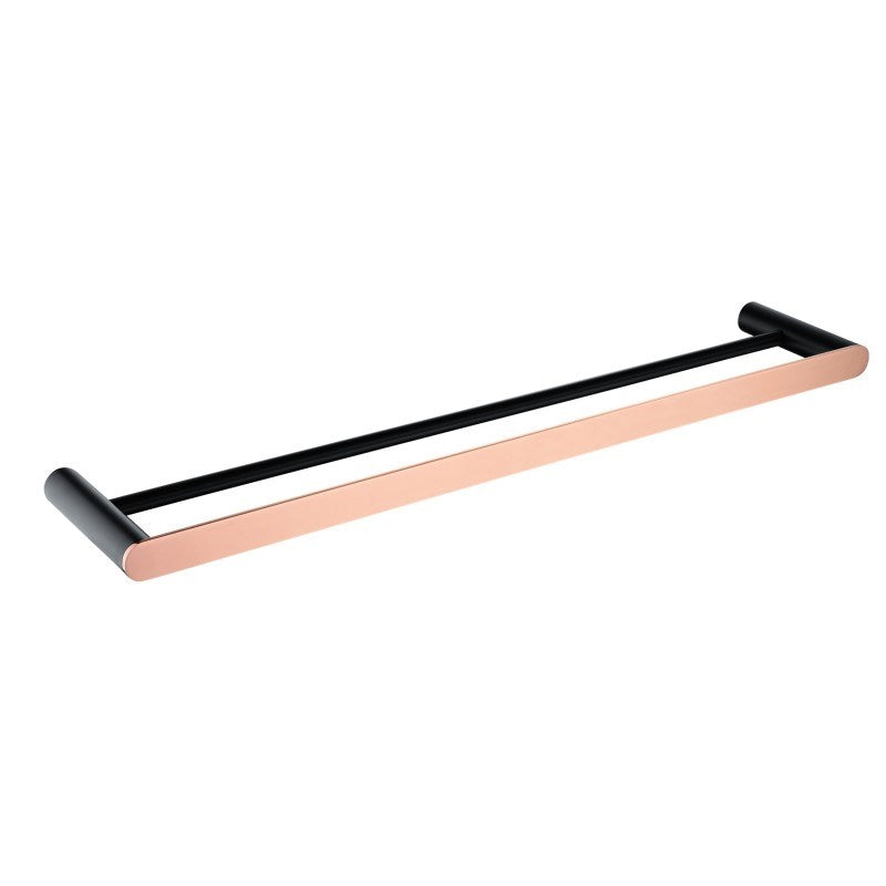 600mm Black & Rose Gold Double Towel Rail