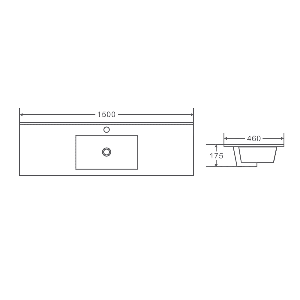 1500mm Single Bowl Ceramic Top Vanity Basin