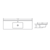 1500mm Single Bowl Ceramic Top Vanity Basin