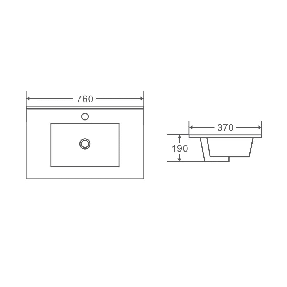 750mm Slim Ceramic Top Vanity Basin