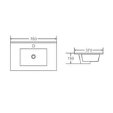 750mm Slim Ceramic Top Vanity Basin