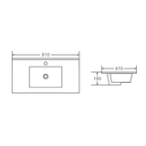900mm Ceramic Top Vanity Basin