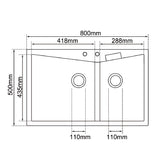 800x500mm Concrete Grey Granite Double Bowl Kitchen Sink