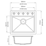 560x510mm Concrete Grey Granite Single Bowl Kitchen Sink
