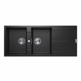 1160x460x200mm Black Granite Double Bowl Kitchen Sink