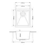 370x460x220mm Black Granite Single Bowl Kitchen Sink