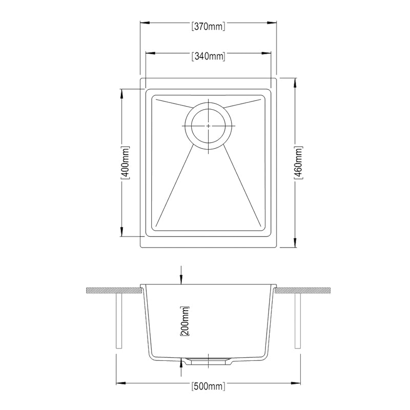 370x460x220mm White Granite Single Bowl Kitchen Sink